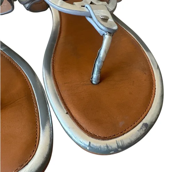 Tory Burch Miller Metallic‎ Silver Sandals Size 7 - Image 12