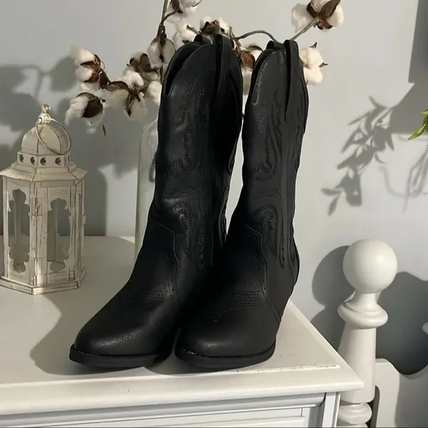 True Craft Cowboy Western Black Boots New - Image 3