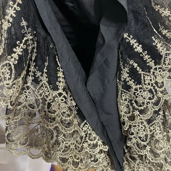 NWT POMANDER PLACE Black Lillith Maxi‎ Cocktail Dress w/ Gold Lace Size Large - Image 14
