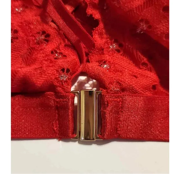 Auden Front-Close Lace Ling Bralette Red Small NEW - Image 7