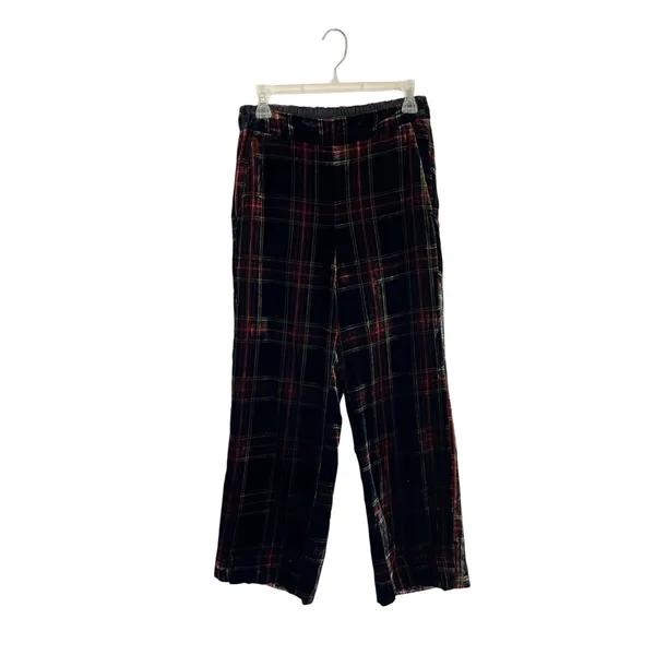 J.Crew Tartan Plaid Velvet Ankle‎ Pants Holiday Career Size 4 - Image 3