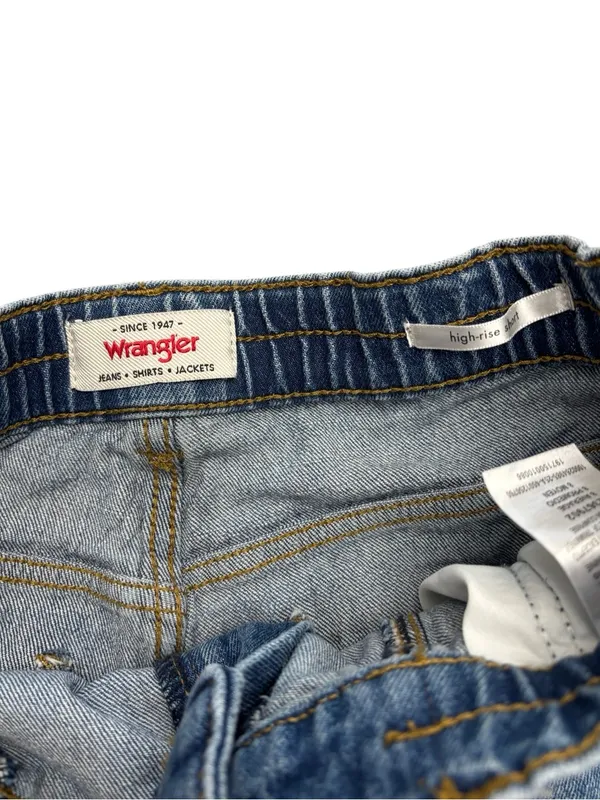 Wrangler High Rise Denim Carpenter Shorts Distressed Cuffed - Image 4