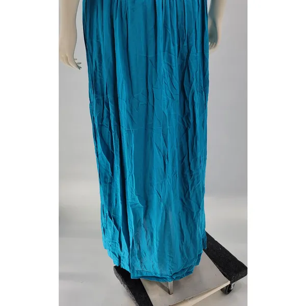Anthropologie x Mermaid Macrame Maxi Dress M Blue Rayon Flowy Coastal Vacation - Image 10