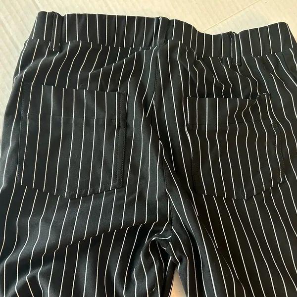 Yogipace Black and White Striped Women's Pants work/yoga pull on straight leg - Image 5