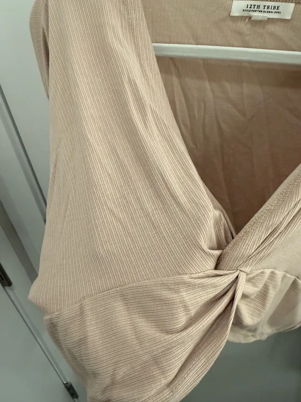 12th Tribe Tan Flowy Top Size S/M - Image 4