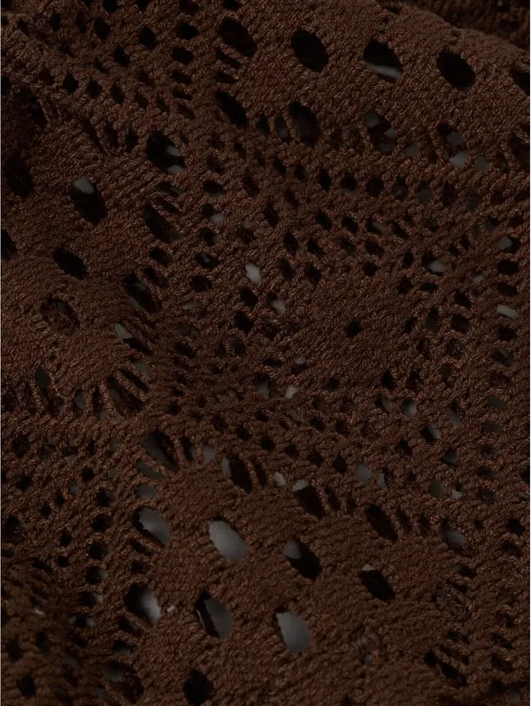 AE Lace Tie-Front Puff Sleeve Tee American Eagle NWT Chocolate Small - Image 6