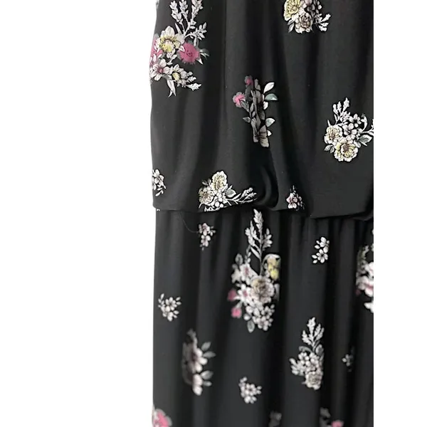 Maurices Black‎ Floral Halter Maxi Dress S Wedding Cruise Vacation Cottagecore - Image 11