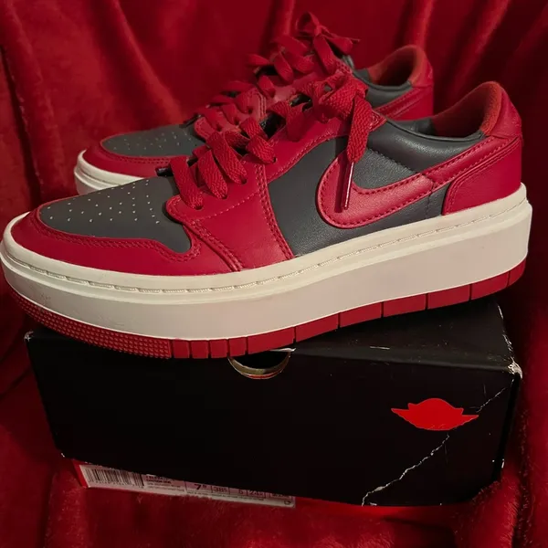 Nike Jordan 1 Elevate Low Varsity Red and Charcoal Gray - Image 3