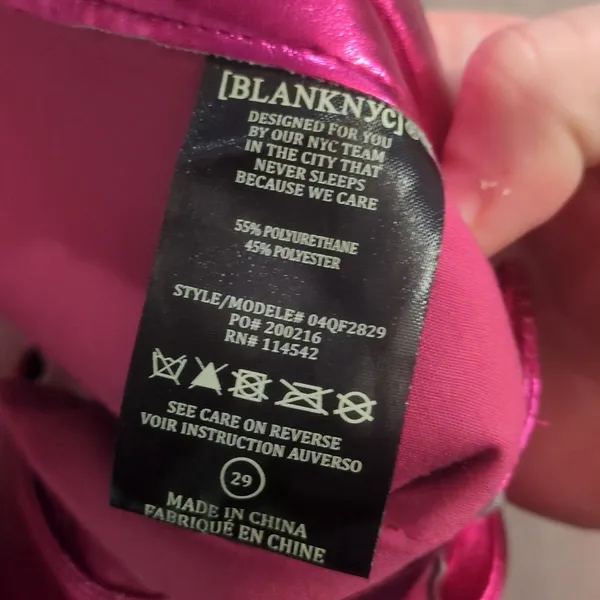 Blank Nyc Faux Leather The Franklin Pink Metallic Pants Size 29 - Image 7