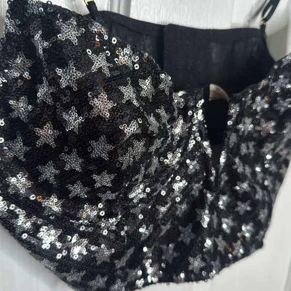 By Anthropologie Sequin Star Bralette W1366 Sz Medium - Image 6