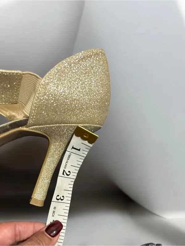 FIONI Clothing Glitter Gold Ankle-Strap Heels - Image 4