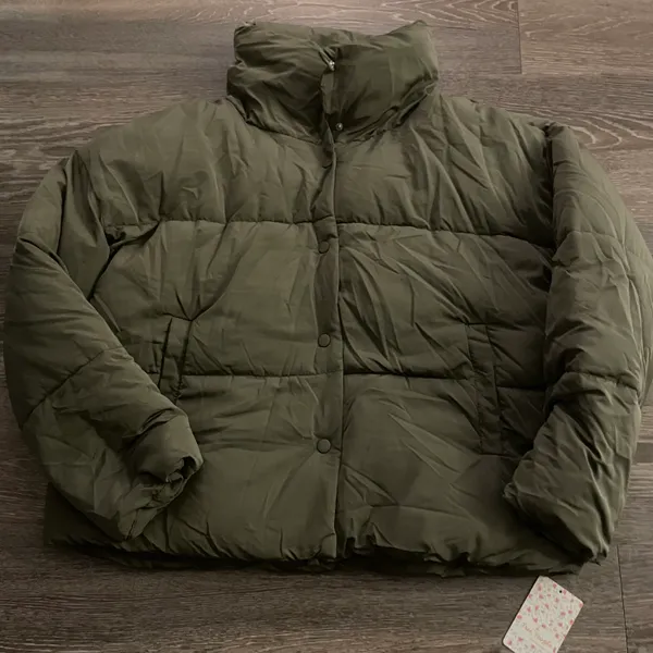 Free People NWT Weekender Olive Green Quilted Puffer Jacket. Size Large - Image 11