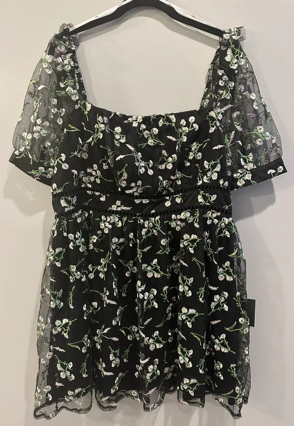 Lulus Radiant Night Embroidered Floral Dress - Image 2