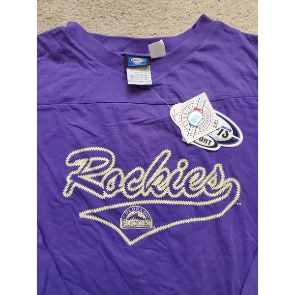 Colorado Rockies Baseball Unisex XL White Purple Long‎ Sleeve Shirt NWT - Image 5