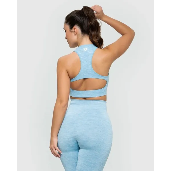 Women’s Best Move Seamless Sports Bra Blue Marl Size Medium - Image 2