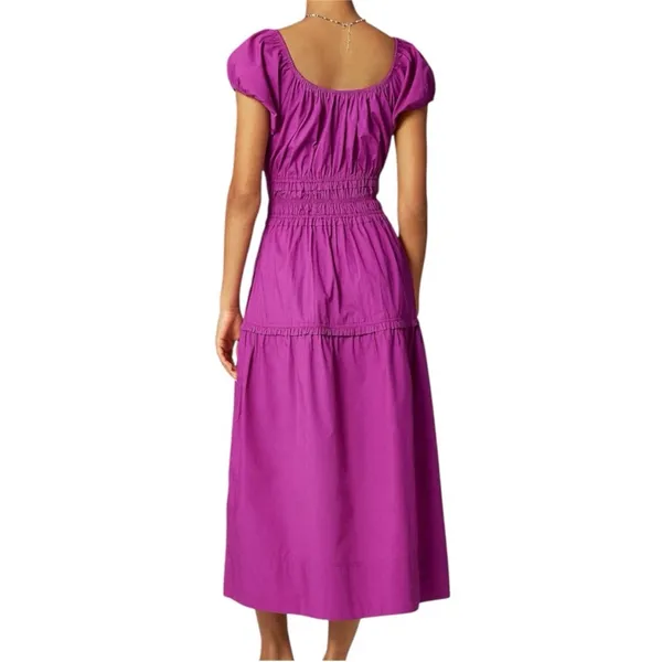 J. CREW Tiered Midi Cotton Poplin Fuchsia Dress Large - Image 2