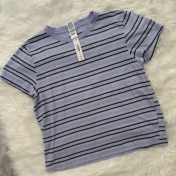 PINK Dreamer Cotton Tee Purple Cloud Stripe Size Medium - Image 5
