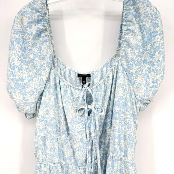 Who What Wear Milkmaid Dress Women XXL Blue Floral Boho Romantic Coastal Prairie - Image 7