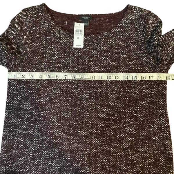 ANN TAYLOR FACTORY 3/4 Length Sleeve in Burgundy, Size M New with tag MSRP $60 - Image 11