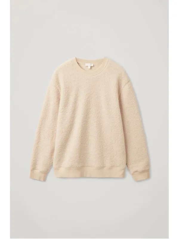 COS Sweatshirt Women Medium Sherpa Fleece Teddy Pullover Oversized Crewneck - Image 5