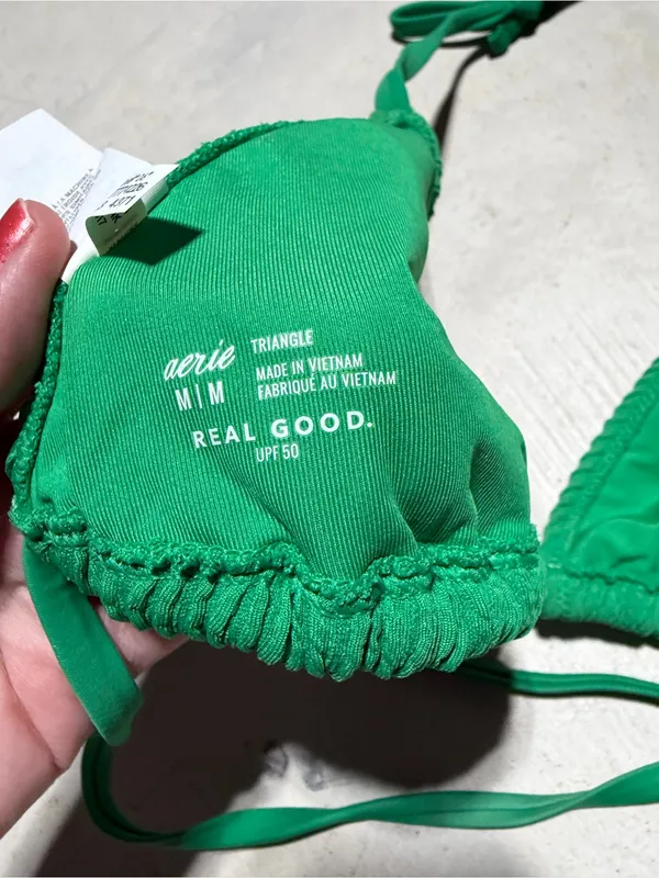 Aerie Green Textured Triangle Bikini Top medium - Image 6