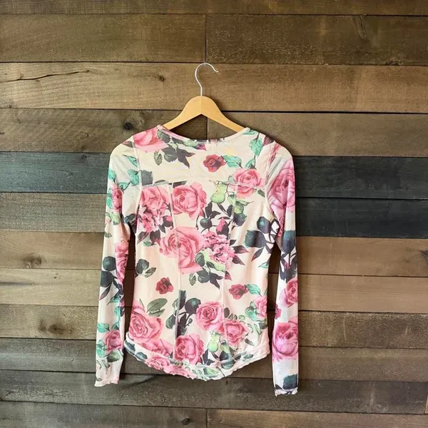 Shop Stevie Floral Mesh Long Sleeve Top Rose Print Fairy Grunge Y2K - Image 7