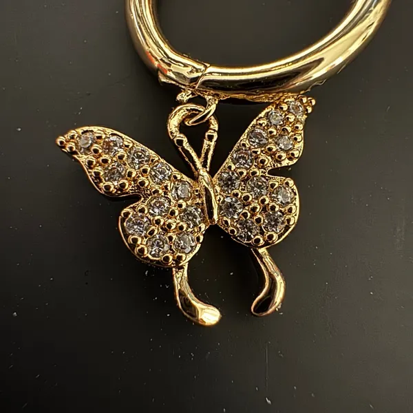 Allison Rose Atelier 14K Gold Plated‎ Butterfly Hoop Dangle Earrings Women's - Image 4