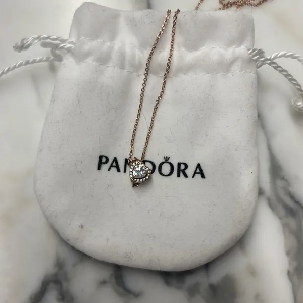 Pandora Sparkling Heart Collier Necklace 14k rose gold plating - Image 6
