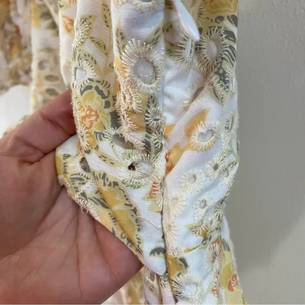 En Saison Floral Eyelet Mini‎ Dress Puff Sleeve Cottagecore XS Boho - Image 10