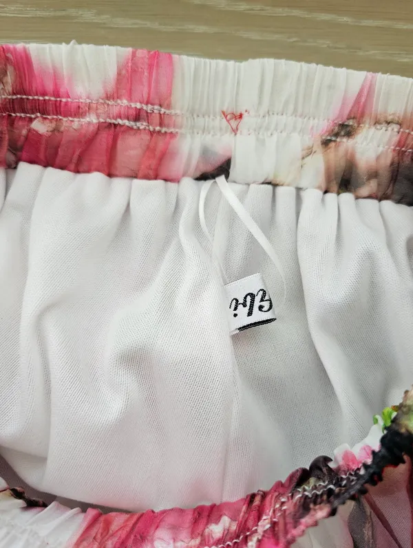 NWT Watercolor Floral Lotus Chiffon Maxi Skirt Size S Pink Green Sheer Layered - Image 7