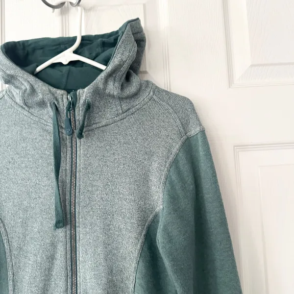 Pact Organic Two Tone Green Heather Full Zip Hooded Sweatshirt Jacket Small - Image 5