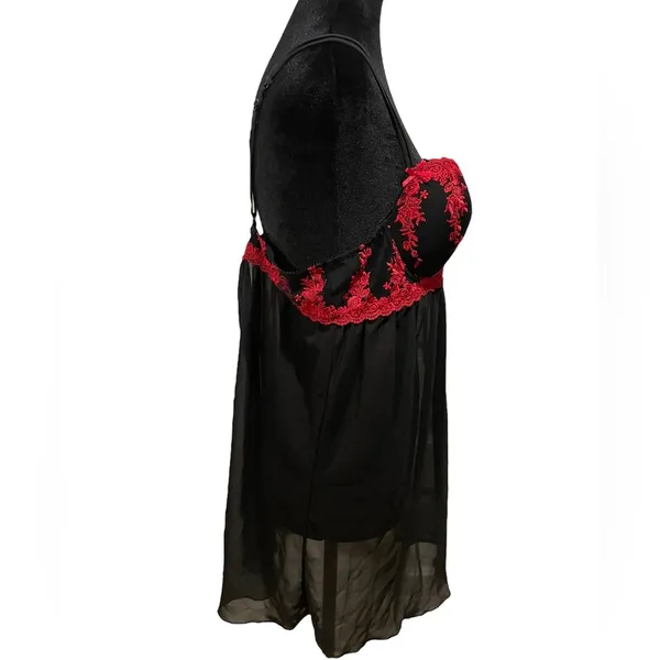 Madison Intimates Victorian Goth Witchy Floral Lace Bustier Lingerie Slip Dress - Image 6