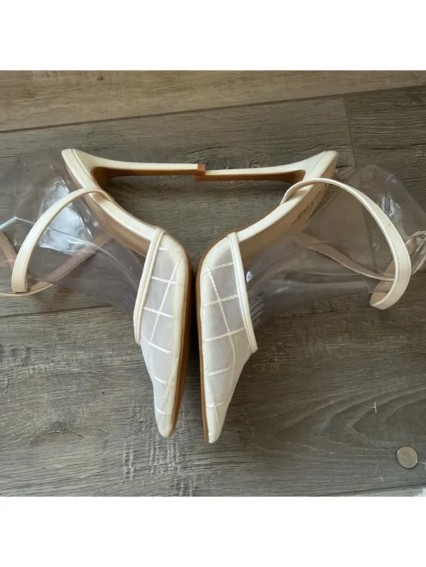 Lulus Louice White Embroidered Mesh Ankle Strap Pumps Shoes Size 8 Wedding Party - Image 7