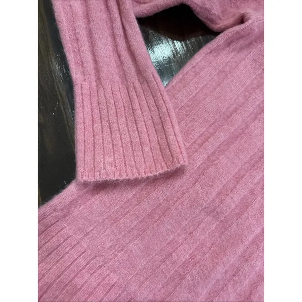 J. Crew Merino Alpaca Wool Blend Wide Cable Sweater Pink Large Cozy Grandma Core - Image 4