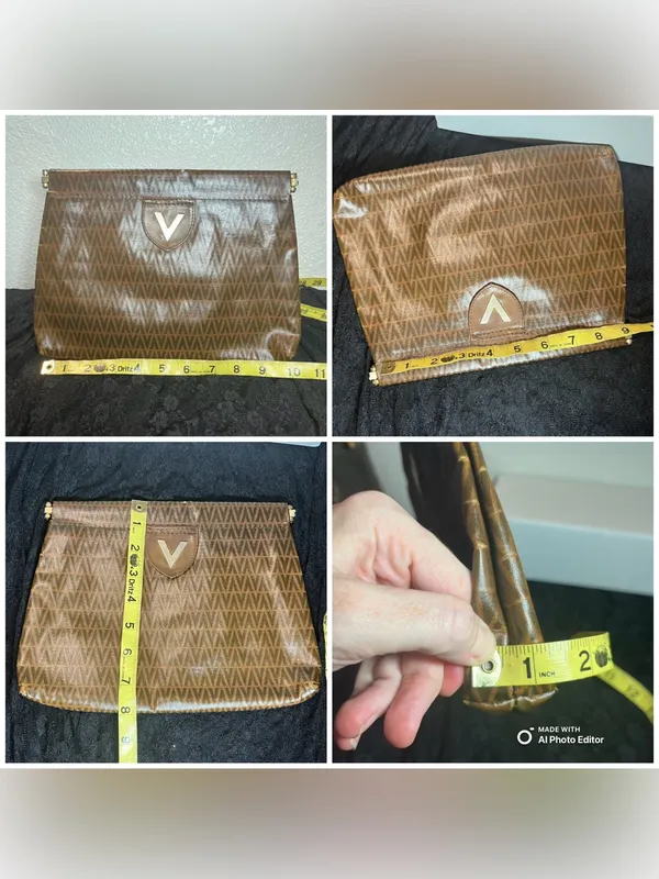 Vintage Mario Valentino V Monogram Brown Coated Canvas Unisex Clutch Bag - Image 12