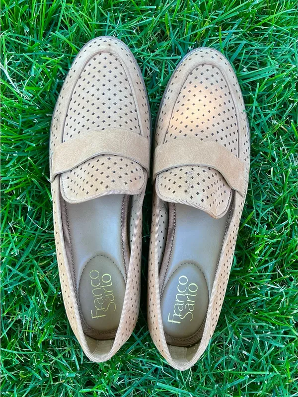 Franco Sarto Light Tan Perforated Suede Slip-On Loafers 🌸🌸 - Image 8