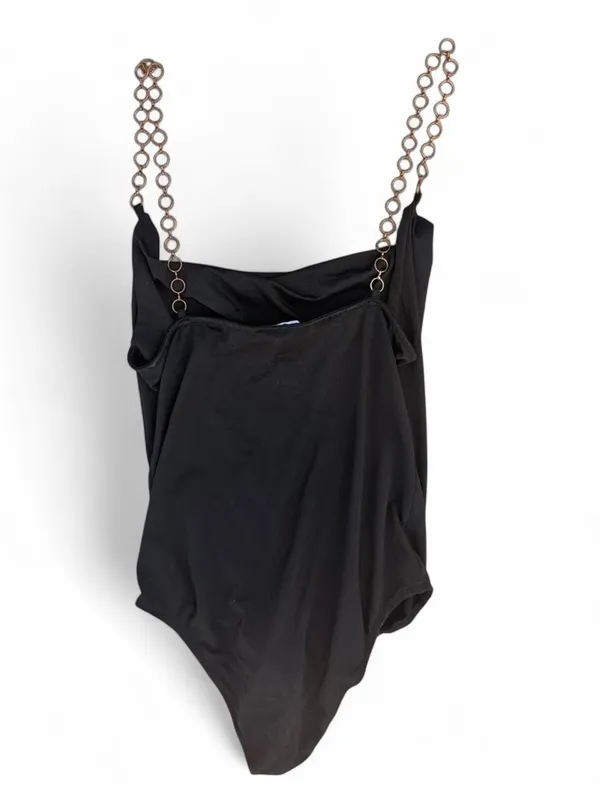 Princess Polly Black Cowl Bodysuit with Gold Chain Detail Size 8 - Image 4