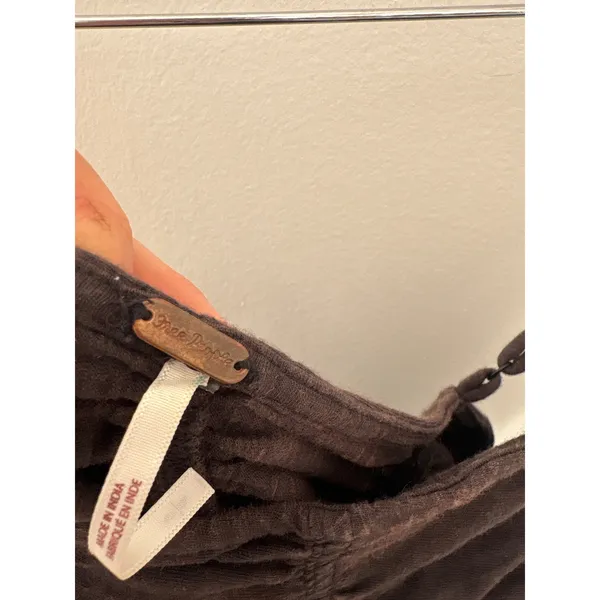 Free People Dark Brown Ruched Ribbed Cropped Camisole Top Small‎ Boho Adjustable - Image 4