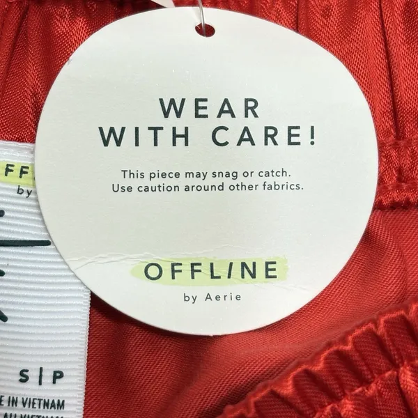 Offline By Aerie Your A Winner Satin Trousers Small Wide Leg Athleisure - Image 8
