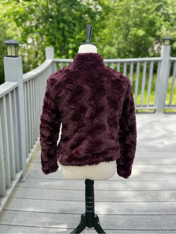 Lemon Tart Plum Faux Fur Jacket Cozy Luxe Winter Coat - Image 4