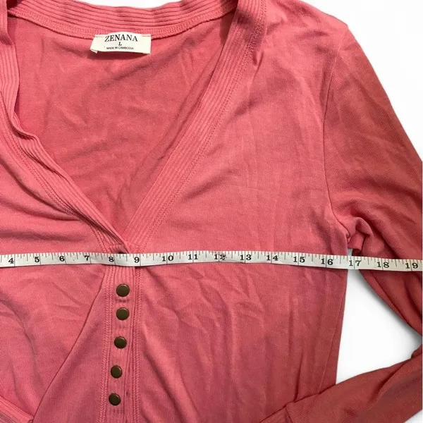 Zenana NWOT size‎ large Pink long sleeve button up - Image 2