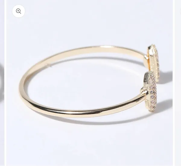 Gold Wire Pave Hexagon Bangle Bracelet - Image 4