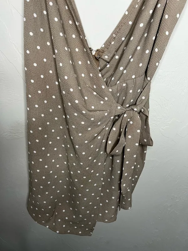 Show Me Your Mumu Elena Brown Polka Dot Faux Wrap‎ Romper - Image 4
