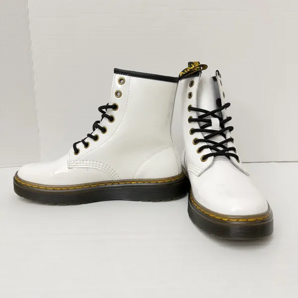 Dr. Martens White Patent Leather Combat Style Boots Size 6 - Image 2