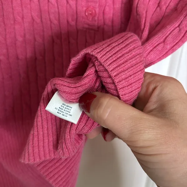 Aeropostale y2k label cableknit cropped half button sweater butterfly logo - Image 8