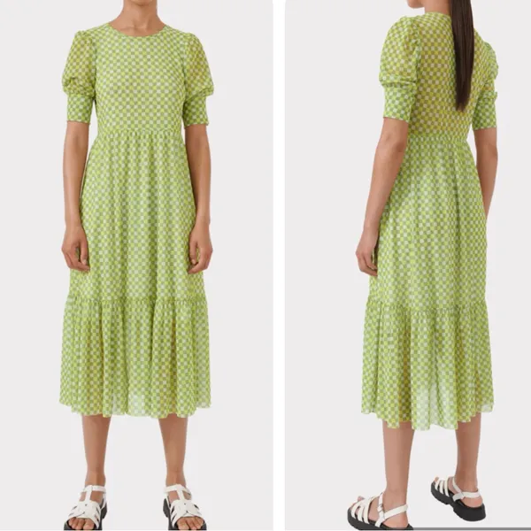 BAUM UND PFERDGARTEN Jocelyn Checkered Maxi‎ Dress Green Size XS - Image 2