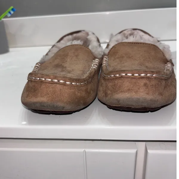 UGG Ansley Chestnut Suede Wool Lined Moccasin‎ Slippers Womens 8 3312 - Image 9
