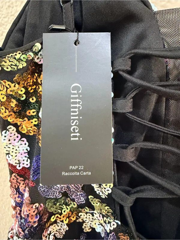 NWT Giffniseti Sequin Floral Mini Dress Size M Lace Up Back Party - Image 7