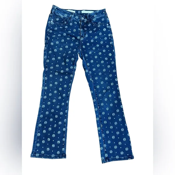 Pilcro Embroidered High-Rise Cropped‎ Starbursts Pattern Bootcut Jeans Sz 26 - Image 3