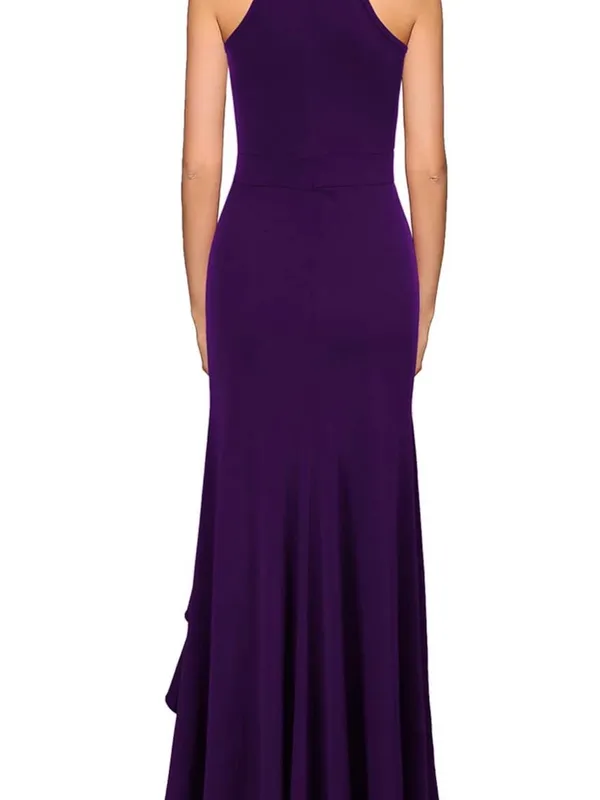 WOOSEA Women's High Neck Split Bodycon Mermaid Evening Cocktail Long Dress - Image 2